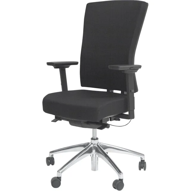 Schaffenburg 400-NPR Comfort Bureaustoel | Ergonomische Bureaustoel | NPR 1813 | 4D Armleuningen | Verstelbare Lendensteun | Gepolijst Aluminium Voetkruis | Zwart