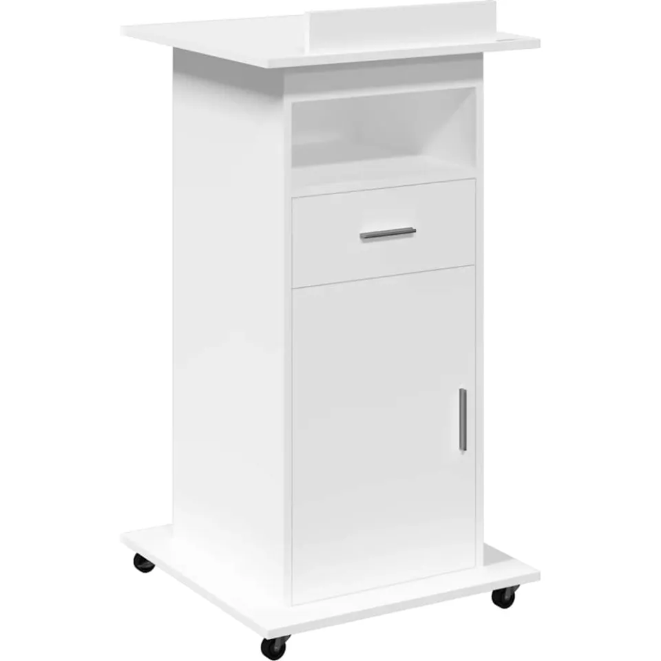 vidaXL Lessenaar met wielen en lade 55x55x107 cm bewerkt hout wit