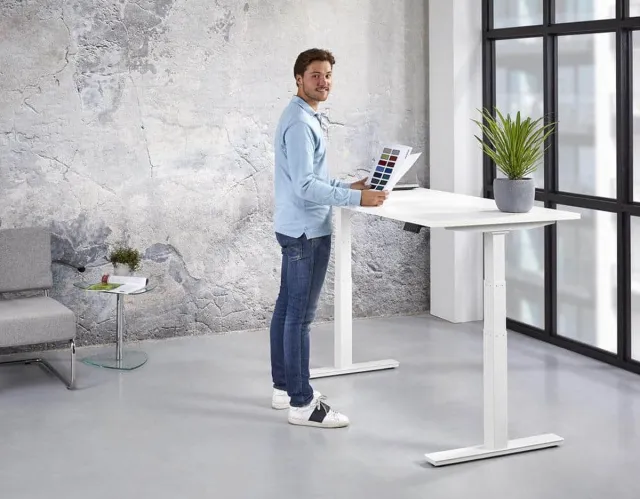 ABC Kantoormeubelen Ergonomisch elektrische verstelbaar zit/sta bureau Teez breed 120CM diep bladkleur Lichtgrijs framekleur Antraciet (Ral 7016) Antraciet (Ral 7016)/Lichtgrijs
