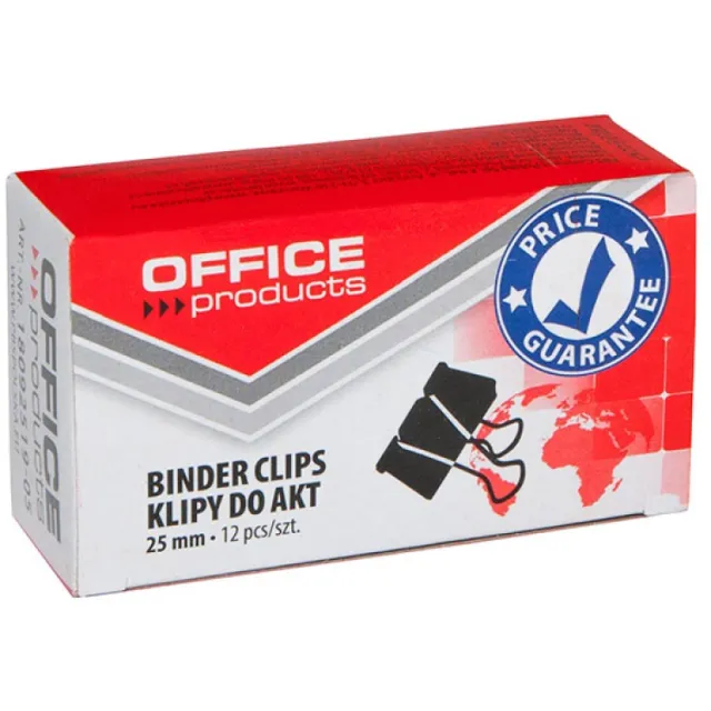 Office Products foldbackclip, zwart, 25 mm, doos van 12 stuks