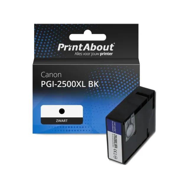 PrintAbout huismerk Inktcartridge PGI-2500XL BK Zwart Hoge capaciteit Geschikt voor Canon