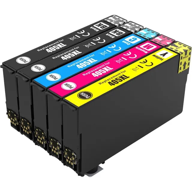 Inktkenners Inktcartridge Geschikt voor Epson 405XL / 405 - Multipack van 5 stuks - Met Chip - Geschikt voor Printers: Epson WorkForce Pro WF-3820 DWF - WF-3825 DWF - WF-4820 DWF - WF-4825 DWF - WF-4830 DTWF - WF-7830 DTWF - WF-7835 DTWF - WF-7840 DTWF Multipack XXL