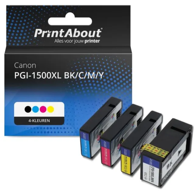PrintAbout Inktcartridge / Alternatief voor de Canon PGI-1500XL BK / 4 Kleuren 4-kleuren