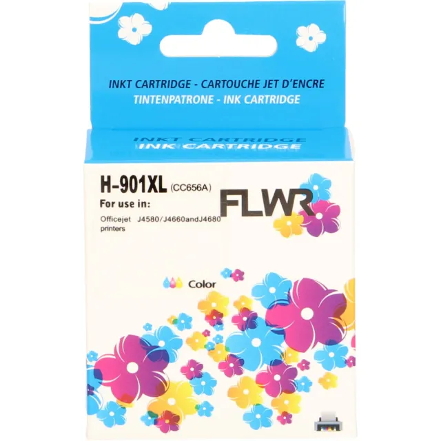 FLWR Inktcartridge / 901XL / Kleur - Geschikt voor HP Zwart