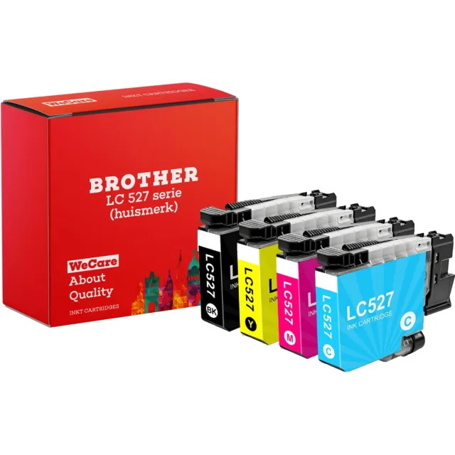 WeCare 4-pack | Inktcartridges Geschikt voor Brother LC-527 | Multipack van 4 stuks Geschikt voor Brother MFC-J4350DW - J4550DW - J6960DW - J6977DW Multipack 4 cartridges