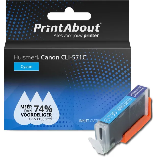 PrintAbout huismerk Inktcartridge CLI-571C Cyaan geschikt voor Canon