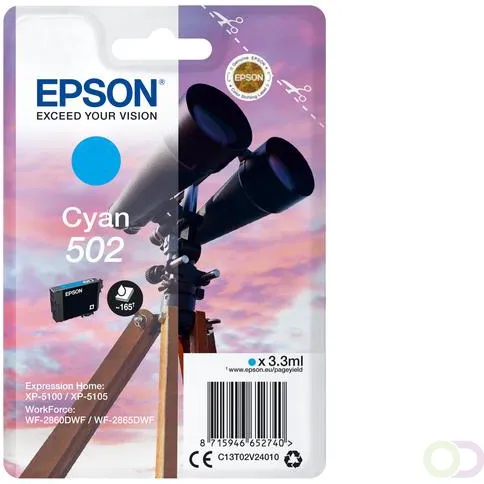 Epson Singlepack Cyan 502 Ink (C13T02V24020) Blauw