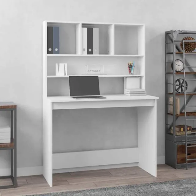 vidaXL Bureau met schappen 102x45x148 cm bewerkt hout wit, foto 2