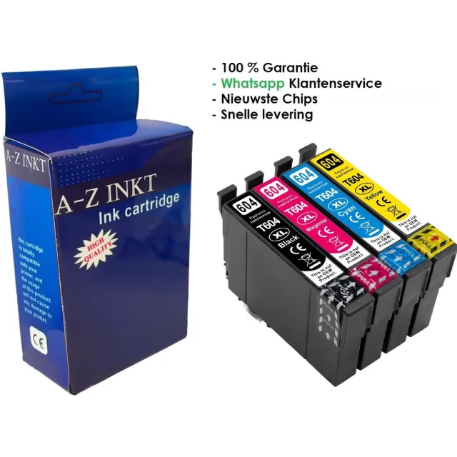 AtotZinkt premium huismerk voor Epson 604XL, Epson 604 multipack van 4 kleuren Hoge capaciteit voor Epson Expression Home XP-2200 XP-2205 XP-3200 XP-3205 XP-4200 XP-4205 Workforce WF-2910 WF-2930 WF-2935 WF-2950