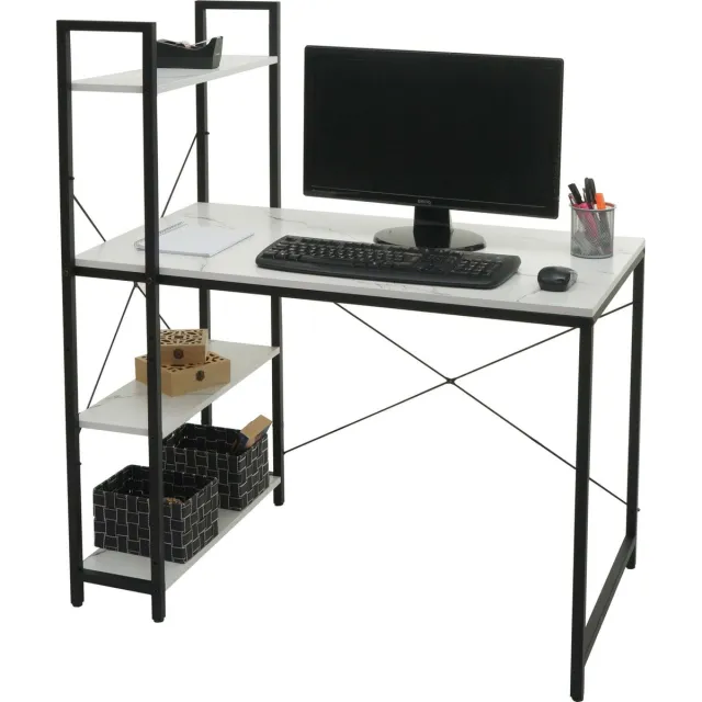 Cosmo Casa Bureau - Praktisch - Legplanken - Stabiel - Marmer look - Wit