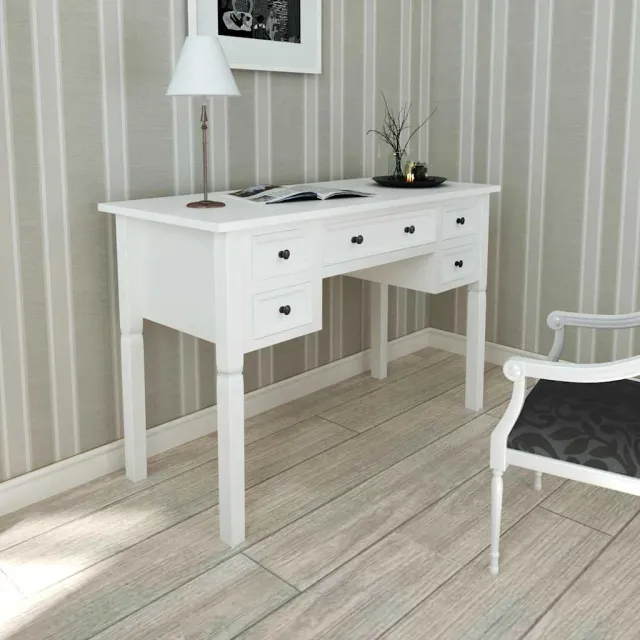 vidaXL Schrijftafel met 5 lades wit, foto 2