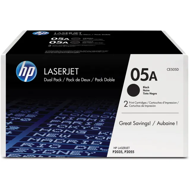 Hp toner 05A, 2 300 pagina's, OEM CE505D, zwart, duopack