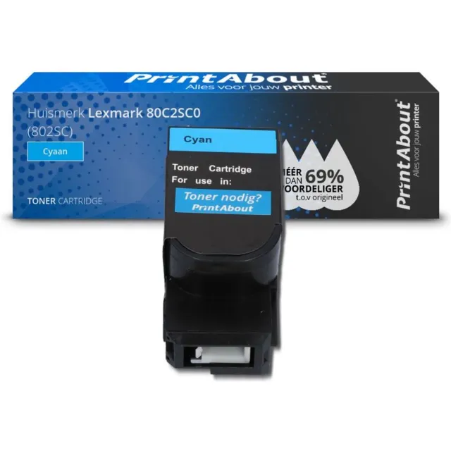 PrintAbout Alternatief voor de Lexmark 80C2SC0 / cyaan