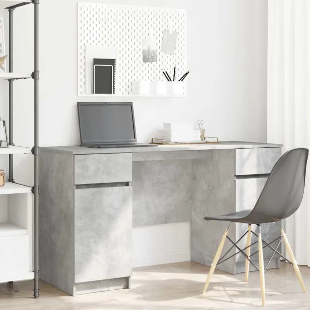 vidaXL Bureau Betongrijs 140 x 49 x 76 cm Bewerkt hout grijs, foto 2