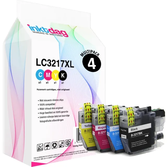 inktdag inktcartridges voor LC3217 brother inktpatronen,LC3217XL multipack van 4 kleuren voor printer MFC-J5330DW MFC-J5335DW MFC-J5730DW MFC-J5930DW MFC-J6530DW MFC-J6930DW MFC-J6935DW 1 x Zwart