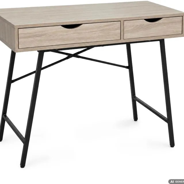 Akord Computerbureau RAX / Sonoma eiken / 100 cm / 2 laden, zwarte poten, industriële stijl / 100 x 48 x 80,5 cm Sonoma eiken, zwart