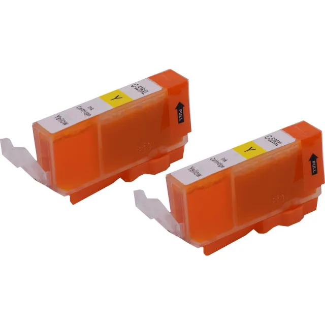 KATRIZ huismerk inkt voor|Canon CLI-526Y |11ml | ( 2stuks) - Met chip Geel