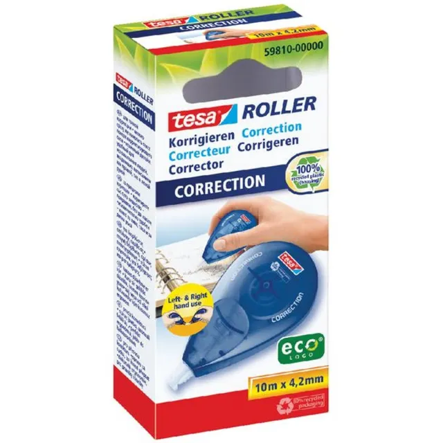 Tesa Correctietape tesa® ecoLogo® rechts & linkshandig 10mx4 | 2mm hangdoosje | 5 stuks onbekend