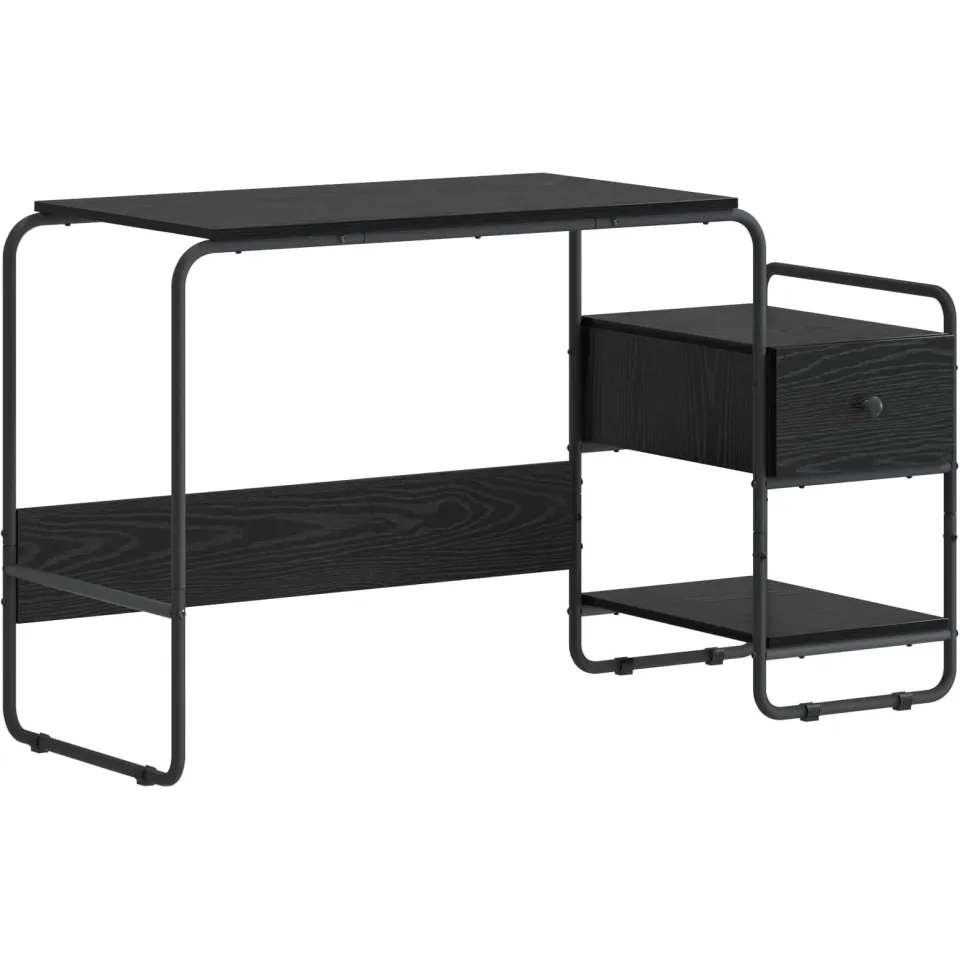 vidaXL Bureau met opbergruimte Zwart eiken 131,5 x 50 x 75,5 cm, foto 3