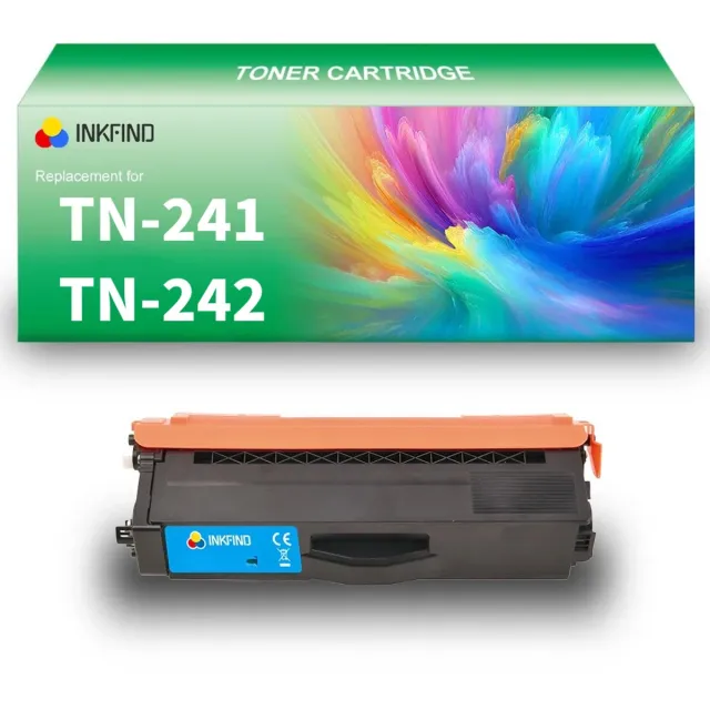 INKFIND TN241C/TN242C Cyaan tonercartridge compatibel met Brother TN241C TN-241C TN242C TN-242C Cyaan toner cartridge - 1-pack Cyaan cyaan x 1
