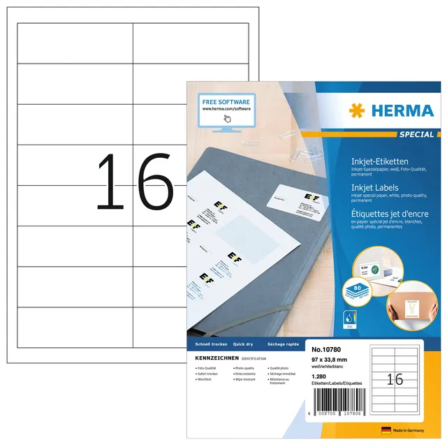 Herma Etiket HERMA 10780 97x33.8mm wit 1280stuks