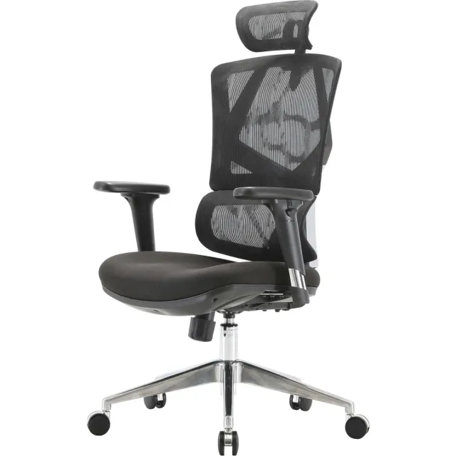 MCW Bureaustoel MCW-J89, bureaustoel ergonomisch, lendensteun hoge rugleuning 3D armleuningen ~ zwart gestoffeerd