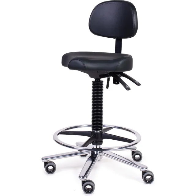 Firmseats Professionele Kruk met Rugsteun en Voetring - Medical Ergo Zwart