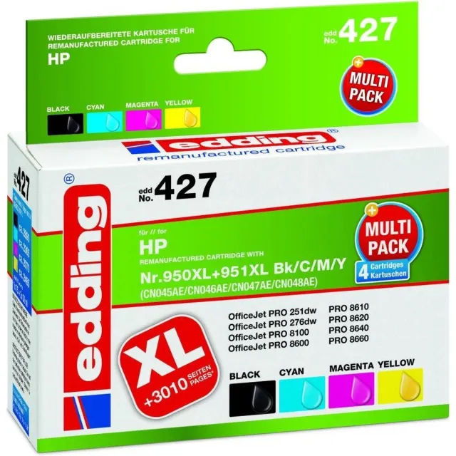Edding Inktcartridge vervangt HP 950, 950XL, 951, 951XL Compatibel Combipack Zwart, Cyaan, Magenta, Geel 18-427 Zwart;Cyaan;Magenta;Geel