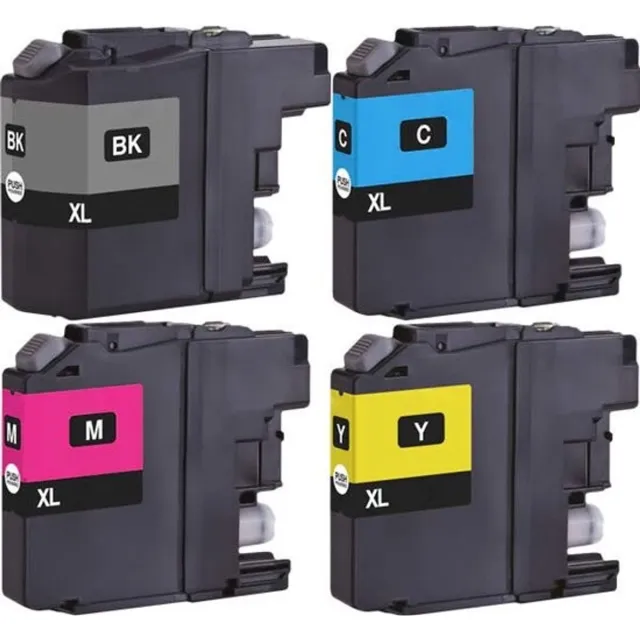 Inktkeuze LC-12E XL Cartridges Zwart + Alle Kleuren Set - Huismerk inktcartridge compatible met Brother MFC J6925DW Zwart, Cyaan, Magenta, Geel