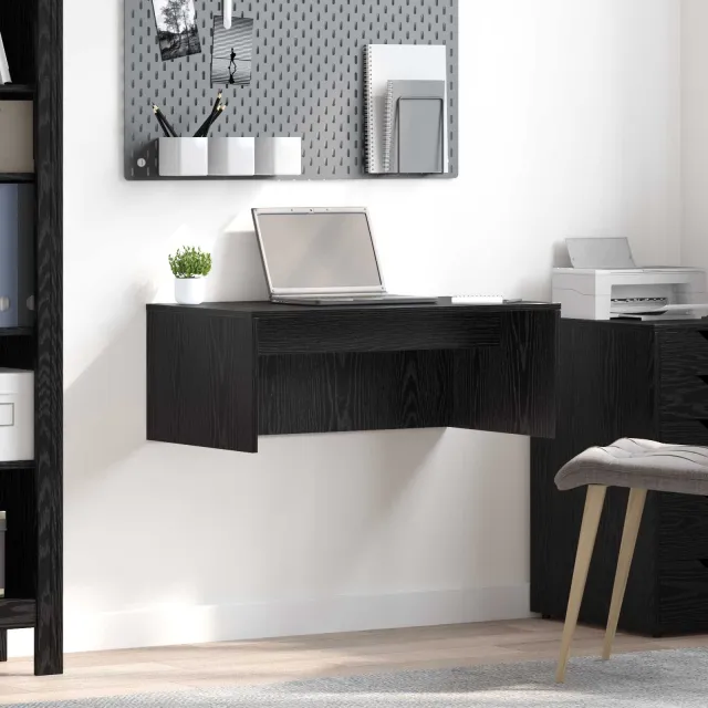 vidaXL Wandbureau Zwart Eiken 80 x 45 x 30 cm Bewerkt hout, foto 2