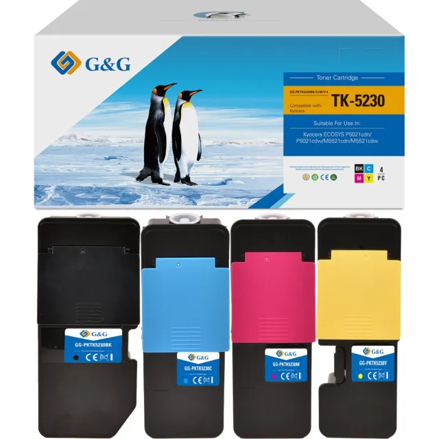 G&G Huismerk Tonercartridge Alternatief voor Kyocera TK-5230 - Multipack zwart, cyaan, magenta, geel
