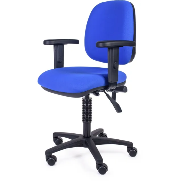 MTM bureaustoel FULA 160-NA - comfortabel - blauwe stof - kunststof armleggers - kunststof kruisvoet - 47/62 cm