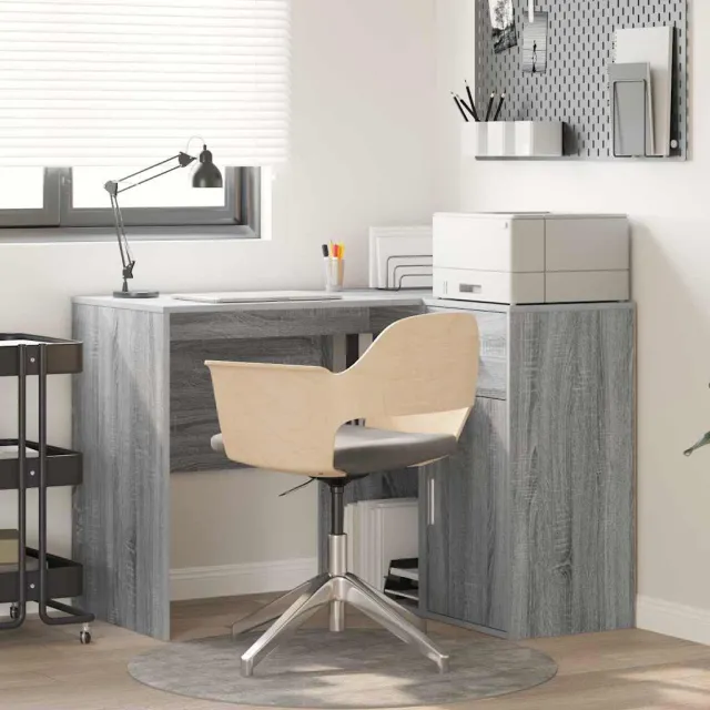 vidaXL Hoekbureau met lade met plank Grijs Sonoma 102 x 88 x 75 cm, foto 2