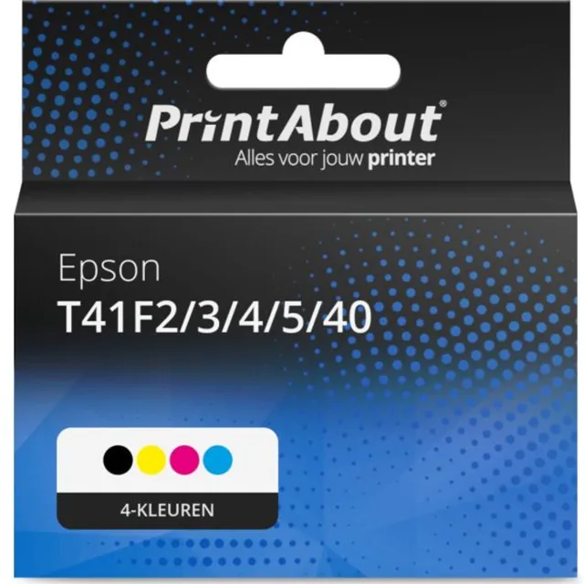 PrintAbout huismerk Inktcartridge T41F2/3/4/5/40 4-kleuren Multipack Hoge capaciteit geschikt voor Epson