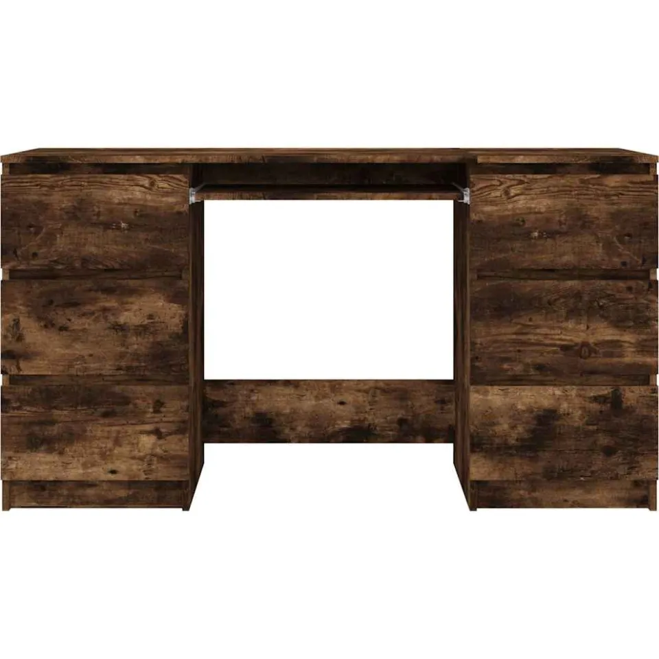 vidaXL Bureau 140x50x77 cm bewerkt hout gerookt eikenkleurig Bruin