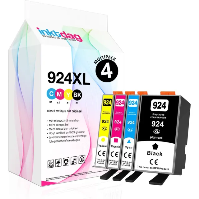 inktdag HP 924 Cartridge – Compatibele HP 924 Inktcartridges – Vervanging voor HP924 – Hoge kwaliteit printerinkt voor HP OfficeJet Pro 8120 8120 812 8123 8125 8128 8130 8132 8133 8134 8135 Printers Zwart x 1 pc