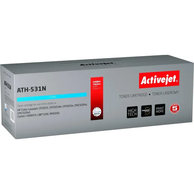 ActiveJet AT-531N toner voor HP-printer; HP 304A CC531A, Canon CRG-718C vervanging; Opperste; 3200 pagina's; cyaan. Blauw
