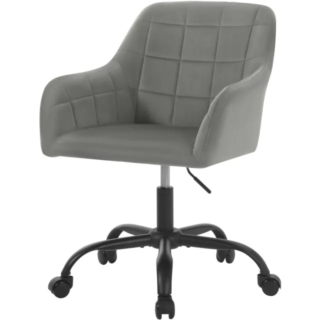 Corenia Bureaustoel – Bureaustoelen – Bureaustoel Draaibaar – Ergonomische Bureaustoel – Verstelbare Hoogte – Fluweel – Metalen Vijfsterbasis - Donkergrijs