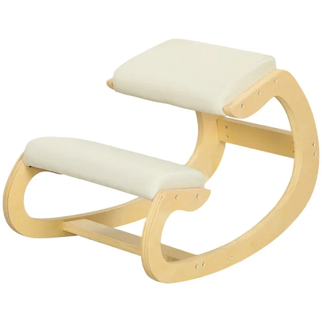 Merax Ergonomische Schommel Kniekruk – Kniehocker – Houdingsverbetering voor Thuiswerk – Creme Wit