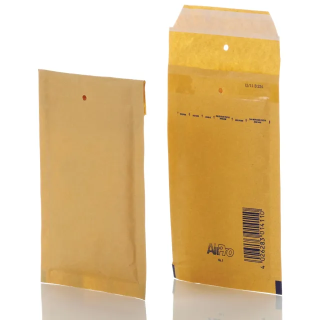 Airpro Bong AirPro luchtkussenenveloppen, ft 100 x 165 mm, met stripsluiting, doos van 200 stuks, bruin