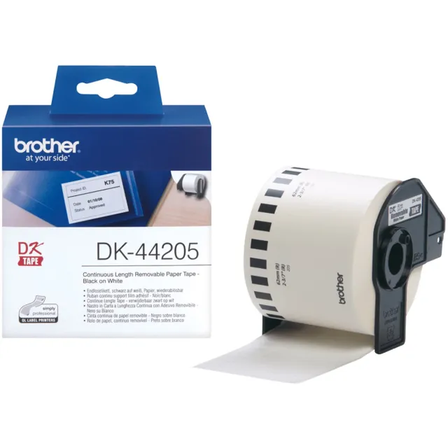 Brother DK-44205 Continue Length Tape: 62mm - Thermal paper - white - removable (30.48m) Wit