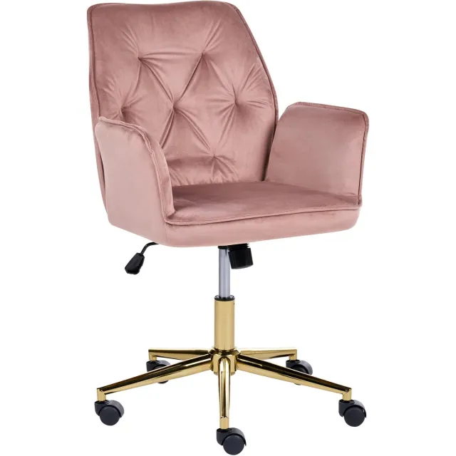 Beliani CELARA - Bureaustoel - Roze - Fluweel