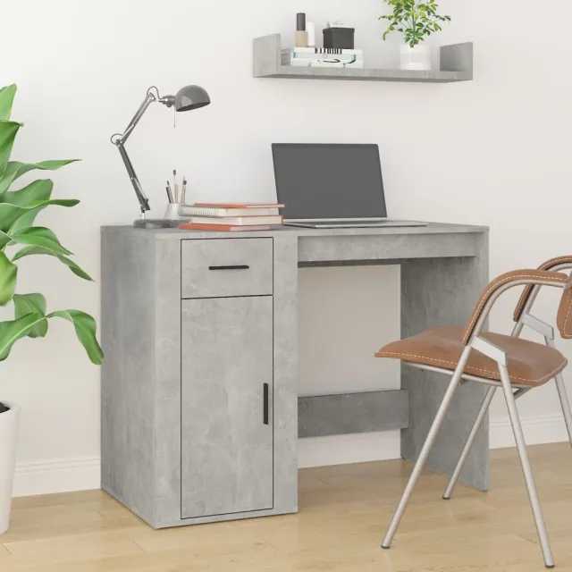 vidaXL Bureau 100x49x75 cm bewerkt hout betongrijs grijs, foto 2