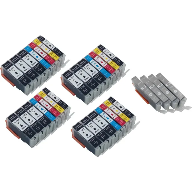 KATRIZ huismerk inkt Canon PGI570XL / CLI571XL (Met 571XL grijs) Met chip | voor Canon Pixma MG 7700 / 7750/7751/ 7752/ 7753; Pixma TS8050/TS8051/TS8052/TS8053/TS9050/TS9055 | (32stuks) Zwart, Foto Zwart, Cyaan, Magenta, Geel, Grijs