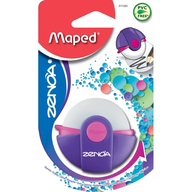 Maped gum Zenoa, geassorteerde kleuren, blister van 1 stuk blauw