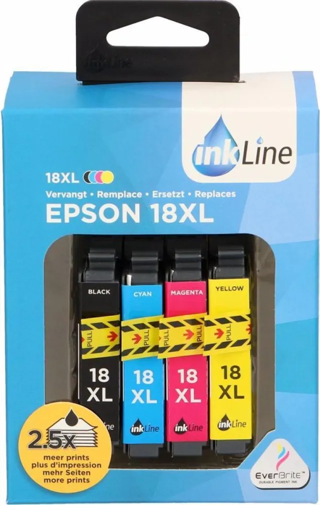 Inkline Epson 18XL (T1811) Inktcartridge |Zwart|Magenta|Cyaan|Geel- Inkline
