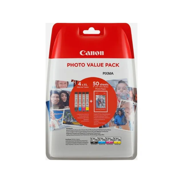 Canon CLI-571XL BK/C/M/Y + Photo pack Inktcartridge 4-kleuren Multipack Hoge capaciteit zwart