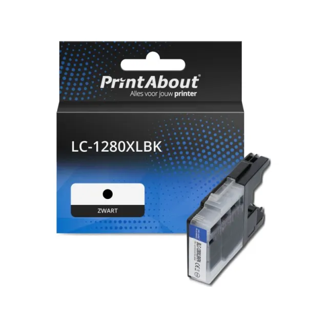 PrintAbout huismerk Inktcartridge LC-1280XLBK Zwart Hoge capaciteit Geschikt voor Brother