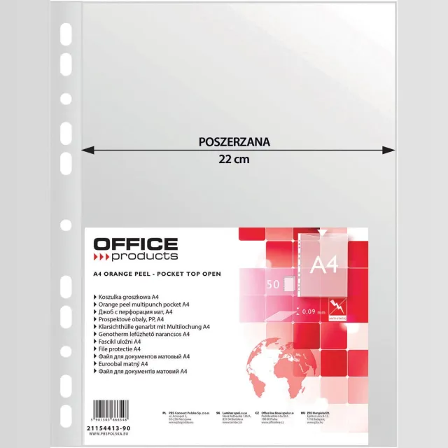 Office Products geperforeerde showtas, A4, 90 micron, gekorreld, pak van 50 stuks