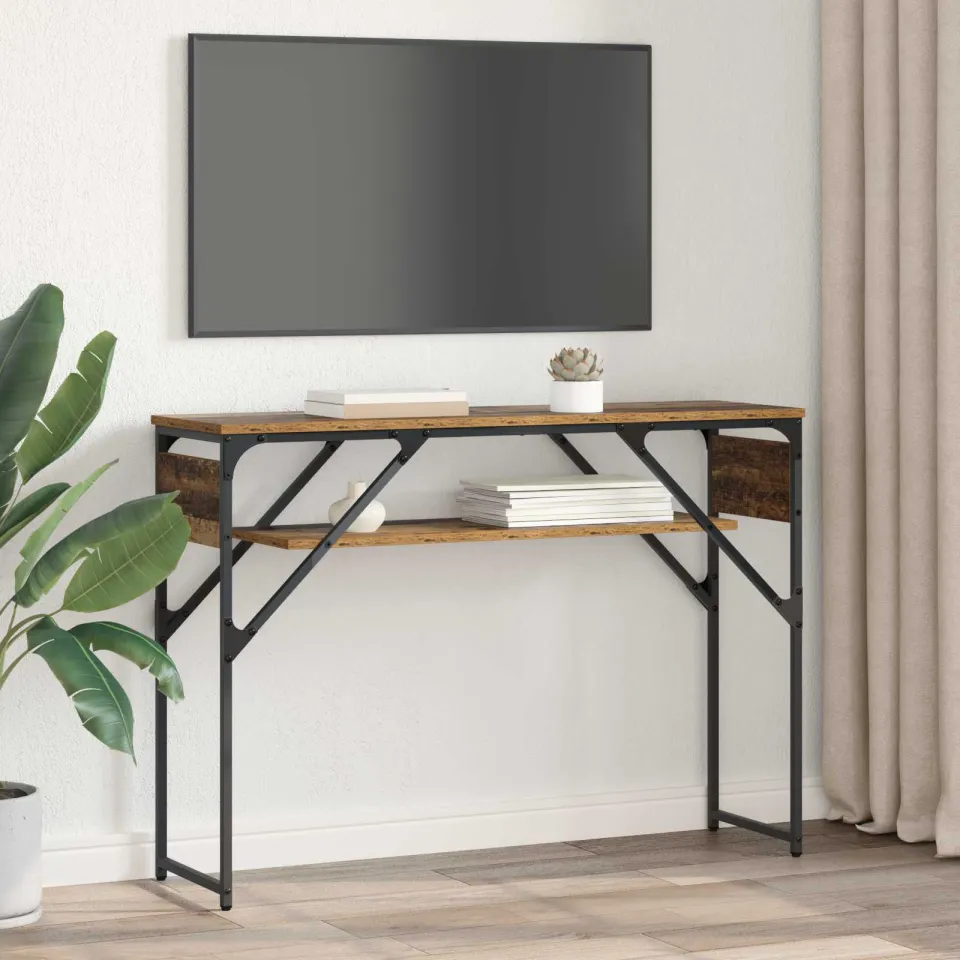 vidaXL Consoletafel Oud Hout Bewerkt hout 105x30x75cm bruin, foto 4